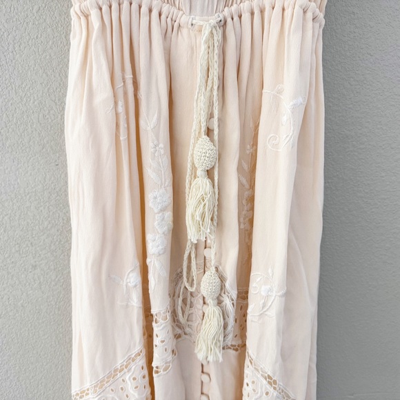 Free People Tambourine Off Shoulder Maxi Dress Large Blush Pink Boho Ethereal - Picture 14 of 15